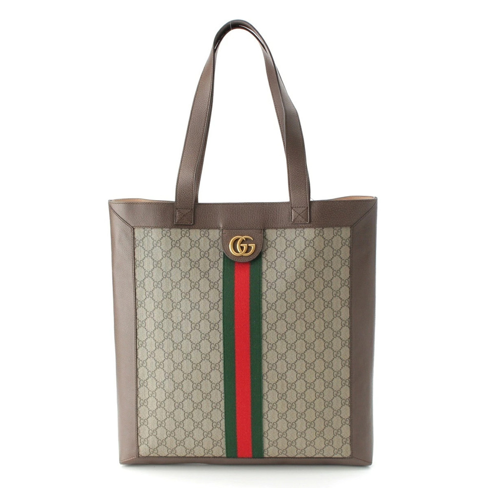 Gucci Leather GG Supreme Ophidia Tote Bag Beige Cream